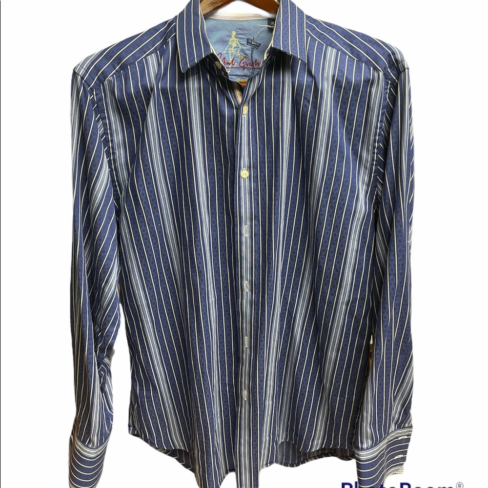 Robert Graham XL Navy Striped Dress Shirt